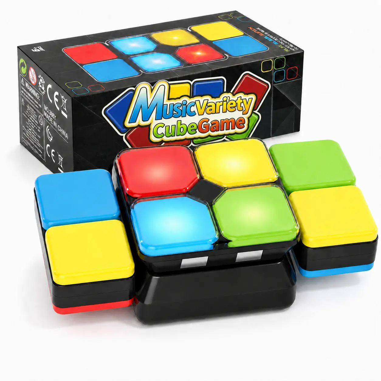 Electronic Handheld Brain Teaser Cube Game - LED Light-Up Reflex & Sequence Challenge, Level 8, 3 Modes, 10 Actions, Family Game Night Toy for Boys and Girls