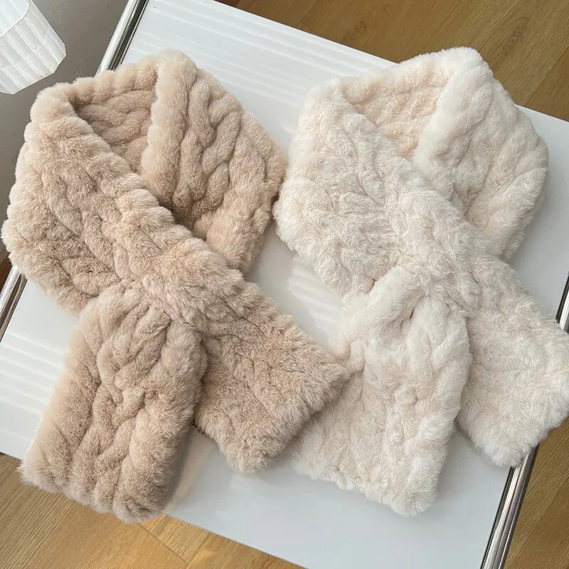 Women's Casual Fluffy Plush Scarf, Solid Color Polyester Knit Shawl, Soft and Warm for Everyday Female Wear, Knitwear Knitted Shawl, Scarf Style, 1Pc Scarf