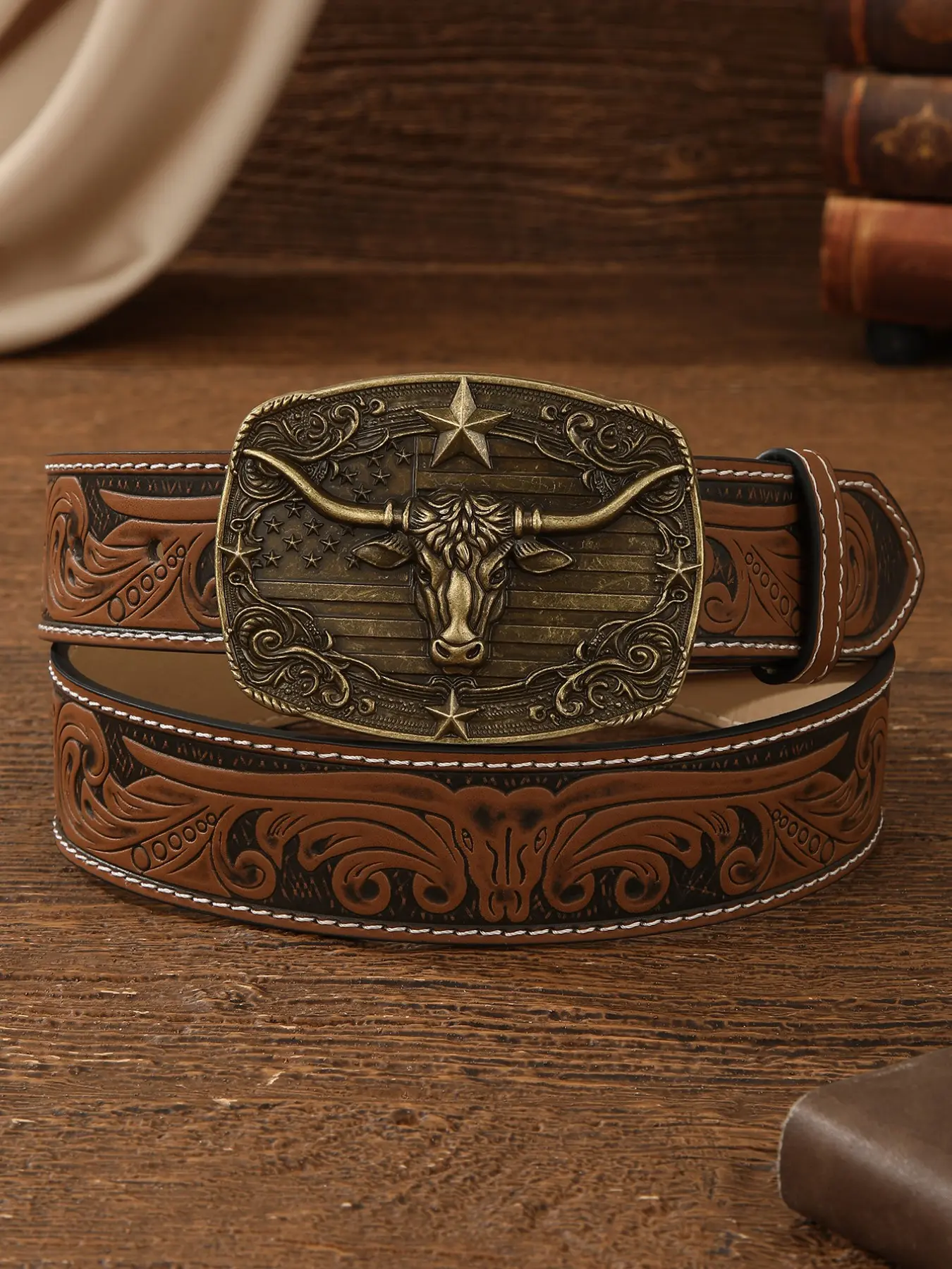 Unisex Retro Western PU Leather Belt, Western Belts, Fashion Accessory, Easy to Pair with Jeans, Stylish and Durable Design, Perfect for Everyday Wear