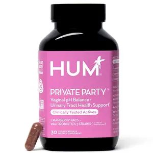 HUM Private Party - Vaginal Probiotics for Women's Health, pH Balance Supplement & Urinary Tract Support with Cranberry & Lactobacillus Blend | Cranberry Lozenges, (30 Count)