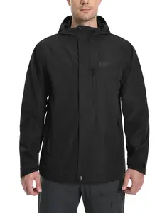 Men's rainproof jacket, waterproof shell jacket, hooded lightweight raincoat, suitable for outdoor hiking, 4-pocket windbreakerL4mL