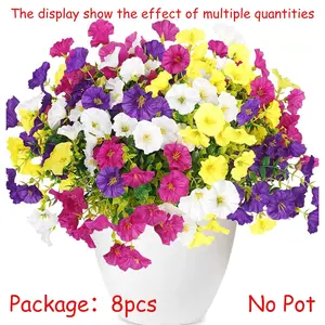 Artificial Hanging Baskets Outdoor, 8 Bundles Artificial Hanging Flowers Outdoors Spring Summer Decoration, No Fade Realistic Fake Hanging Baskets for Porch Patio Balcony Home Yard Decor