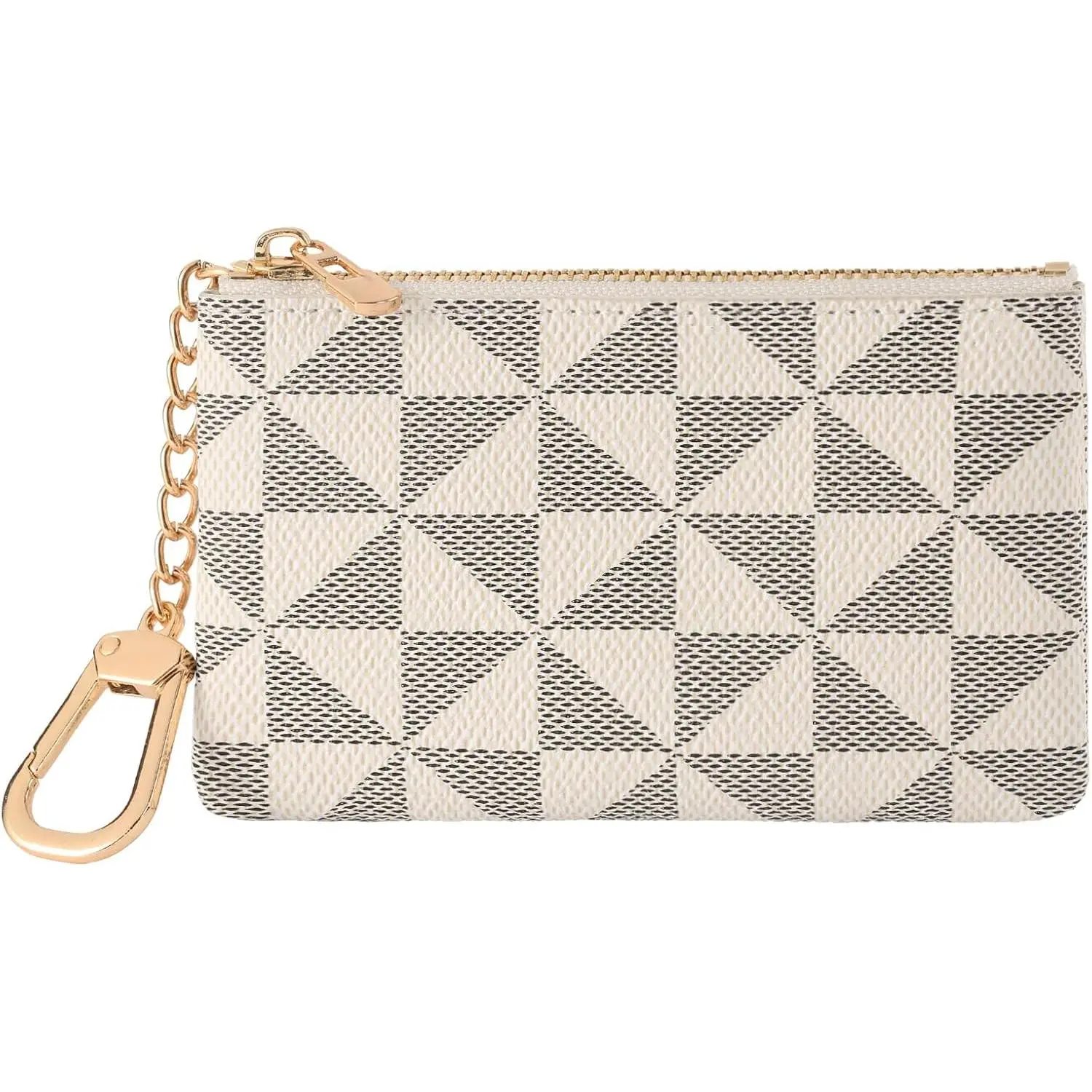 Leather  Purse for Women with  Small Zipper Change Purse  Pouch Card Holder Wallet Clutch for Women & Men (White)