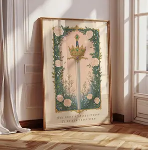 [UNFRAMED - Fantasy Poster Sale Up To 45%] Fearless Crown Art, Follow Your Heart Quote Poster, Fantasy Royalty Decor