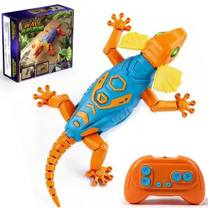 Remote Control Wall Climbing Gecko: Gravity Defying RC Lizard Toy for Kids - Type-C Rechargeable, 30-Min Playtime Realistic S-Shaped Walking Prank Animal for Boys Age 4-12 Birthday Gift (Orange)