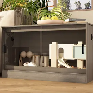 Terrarium with 4 Side Ventilation, Tempered Glass, Feeding Box, Insect Feeding Box, Reptile Rearing Box for Amphibians, Tarantula