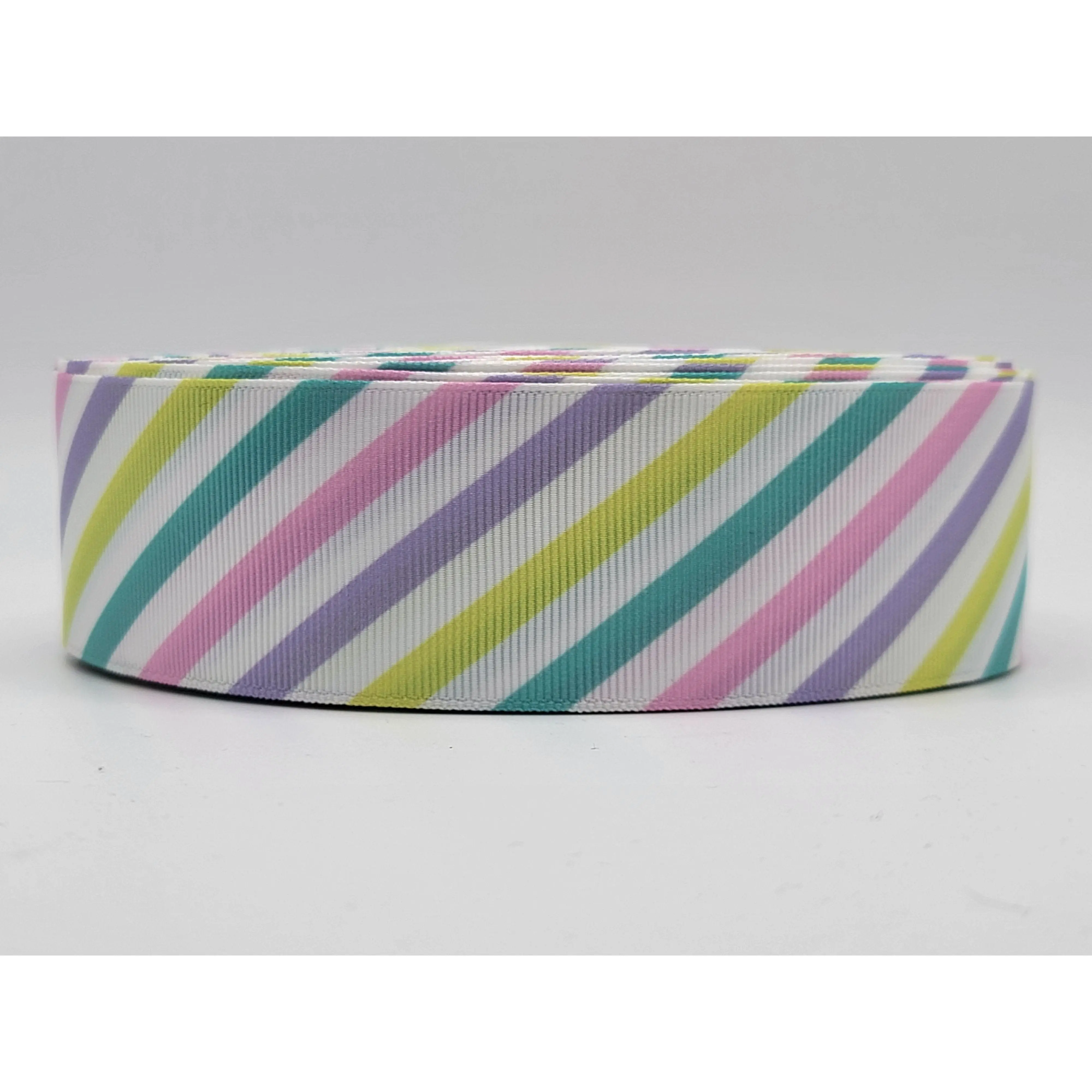 Pastel Slanted Stripes Grosgrain Ribbon 1.5" Width - By the yard