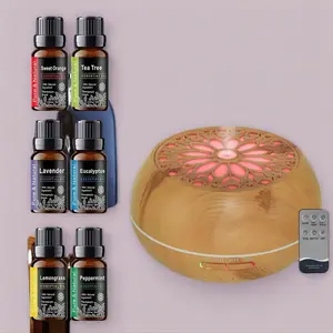 Smart Essential Oil Diffuser  550ml Large Capacity, 6 Premium Oils Included, Soundwave Diffusion, Remote Control & Customizable Mood Lighting