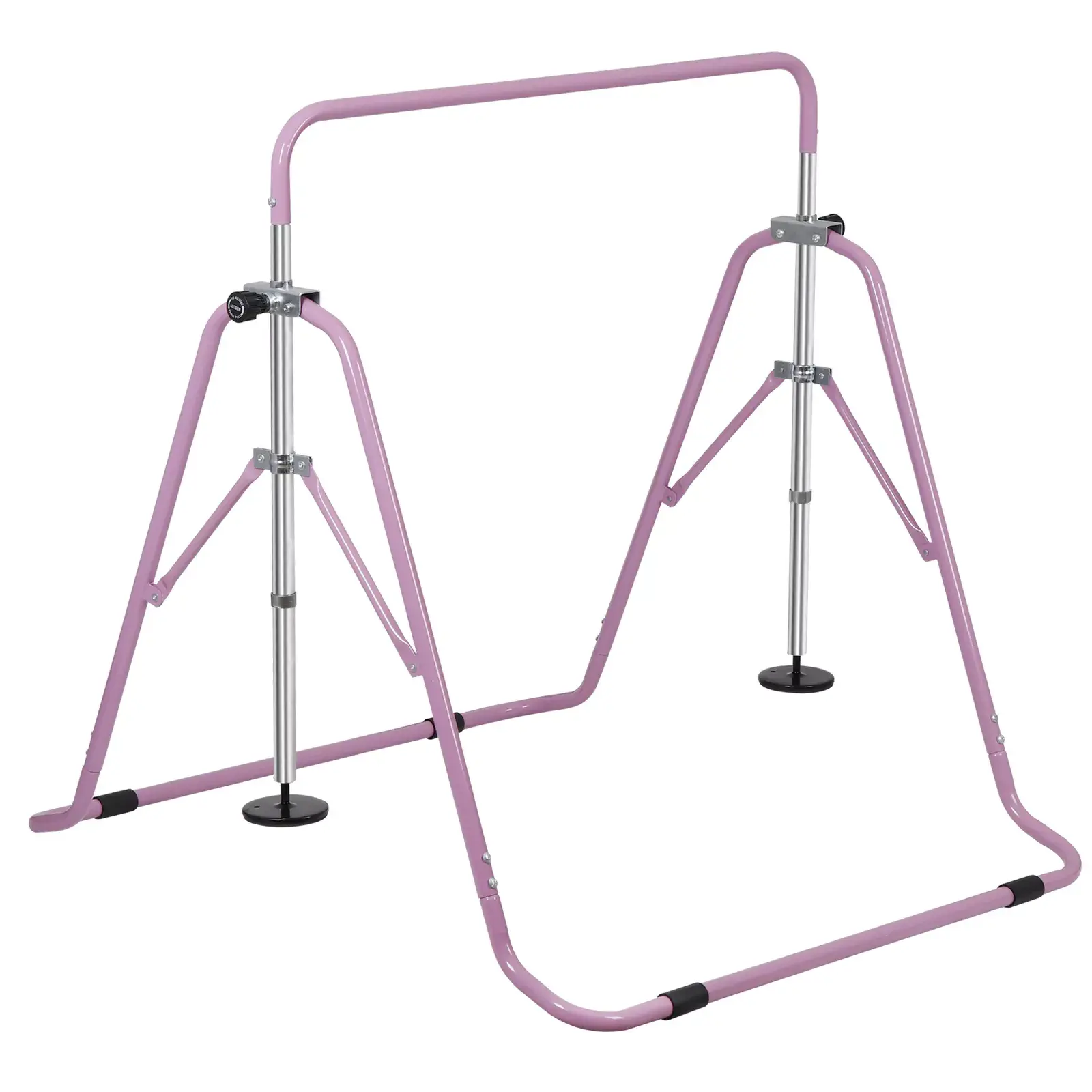 Foldable Steel Frame Gymnastics Bar with Rubber Pads, Slip-Resistant Stoppers, Adjustable Height, Triangle Base, Folds Easily, Gymnastics Training Equipment