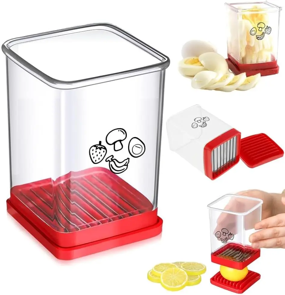 Strawberry Slicer,Cup Slicer Fruit with Stainless Steel Egg Slicer kitchen Gadget Fruit & Vegetable Mini Chopper Cup for Salad Quickly Making