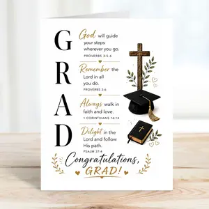 Christian Graduation Card for Grad, Religious Congrats Grad Greeting Card with Envelope | Bible Verse Graduation Gift | Faith Based Graduate Card