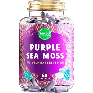 MAJU Purple Chondrus Crispus Sea Moss Capsules (60ct) - Healthcare Edible Supplement Fitness Dietary Bathroom