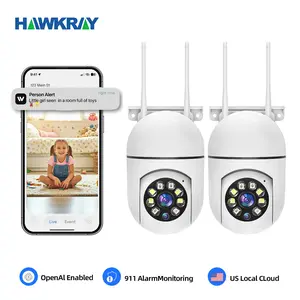 【Buy One Get One Free】Hawkray 4MP Smart AI Light Bulb Camera with Pet Monitoring 911 Alarm Full Color Night Vision AI Pet Recognition Two-Way Audio 5G/2.4G Dual-WiFi US Local Cloud
