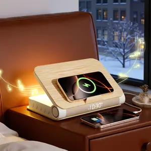 Book-Shaped Sunrise Alarm Clock with Wireless Charger & Bluetooth Speaker – Wake Up Light with Snooze, Dimmable Night Lamp & Digital Display – Perfect Gift for Bedroom, Home Decor & Students