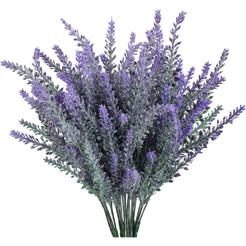 4pcs Artificial Flocked Plastic Lavender Bundle Fake Plants Wedding Bridle Bouquet Indoor Outdoor Home Kitchen Office Table Centerpieces Arrangements Christmas Decor