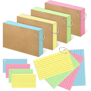Colored Index Cards 3x5 Inch Flash Cards with Ring Lined Flashcards Note Cards for Studying School Supplies College, 200 Count