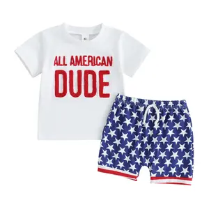 Toddler 4th/Fourth of July Baby Boy Outfit Short Sleeve T Shirts Top Stars Shorts Summer Clothes Set