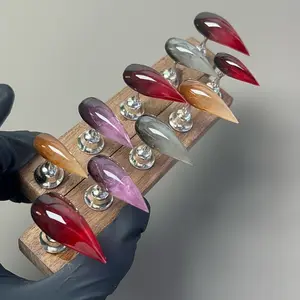 Zanxu|100% HAND-SHAPED! Iridescent Amber Dragon Claws  Icy Gradient Beast Armor | Couture Press-On Set