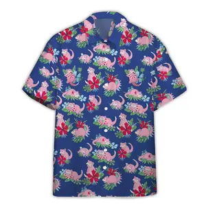 2026 Hot Hawaiian Shirt - Shorts Sets PKM [FREESHIP] Fresh Summer – Youthful – Bold with the Slowpokem Pink Button Shirt – Blue Generation Hawaiian Shirts