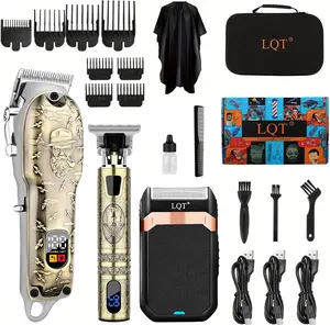 Wireless men's hair clipper set, detailed trimming, hair cutting device with LED display, men's trimmer, beard trimmer, men's hair clipper, electric shaver, hairdressing and beauty tool kit, holiday gift for him, Father's Day gift