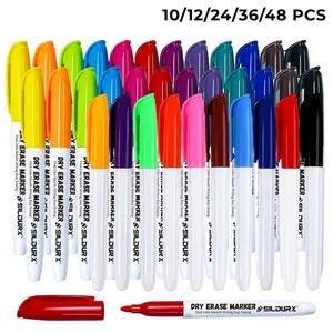 Dry Erase Fine Tip Markers, Easy Erase, Whiteboard Markers, Bulk Markers 10/12/24/36/48pcs, 12 Colors, Kids & Adults, Classroom Colorful Markers, Whiteboard Pen