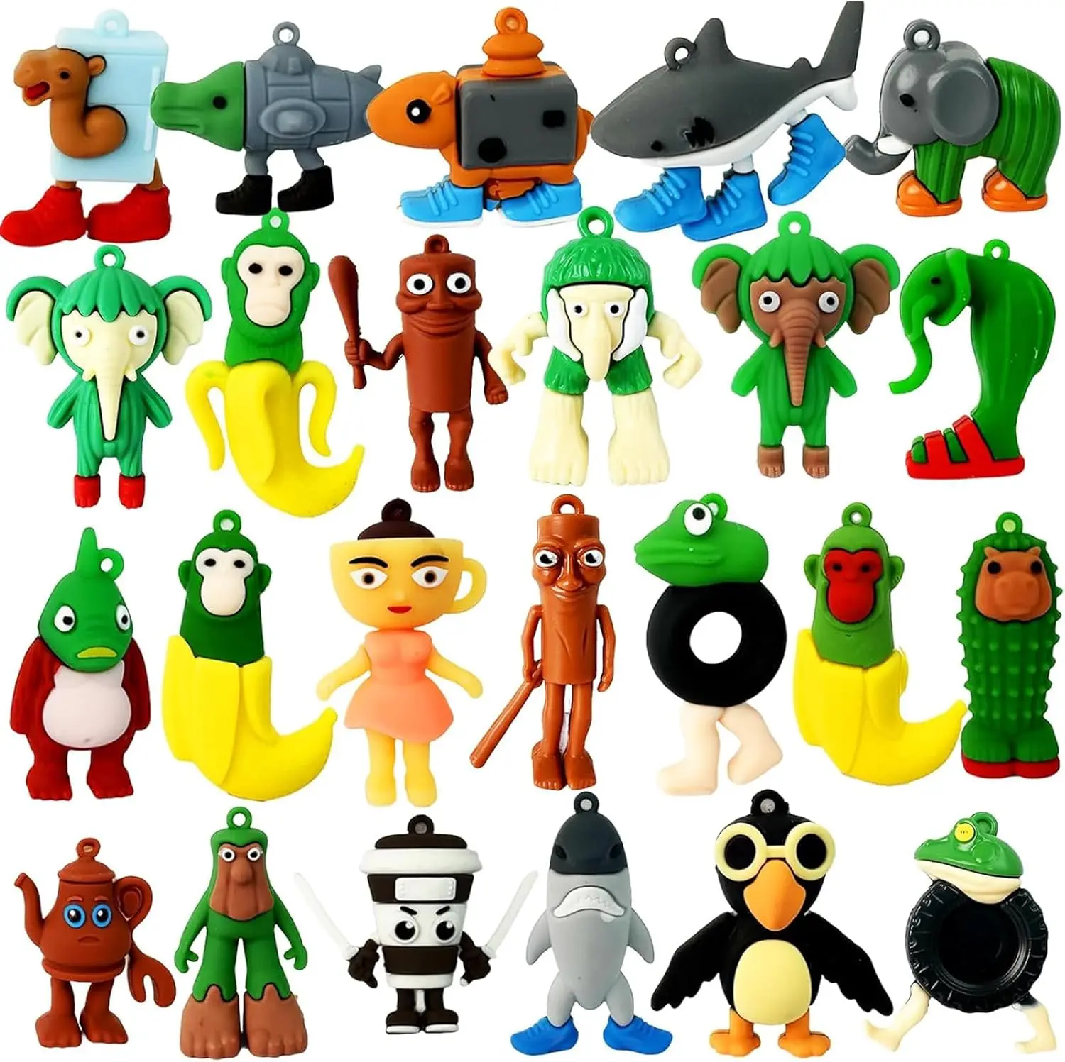 24PCS Tralalero Tralala Action Figure,TNG TNG Sahur Meme Unique Action Figures Decorations Gifts,Meme Shark Figures Toys 2.5in, Brain Rot Toys