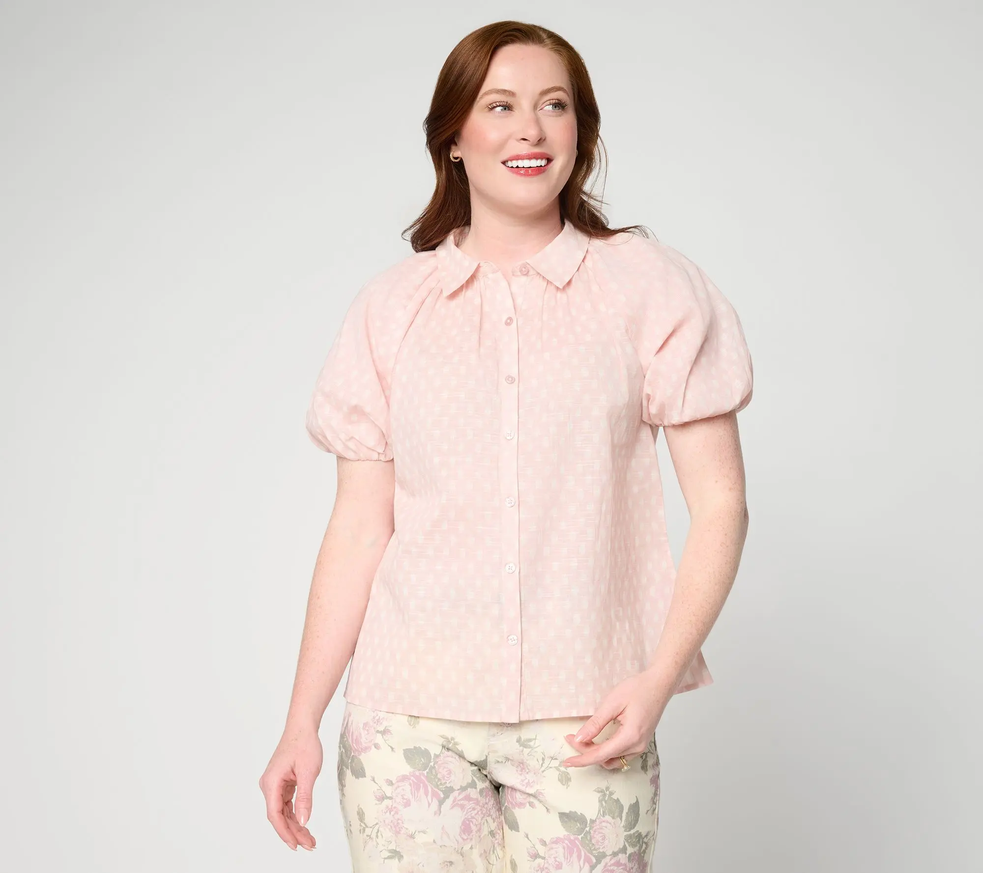 Me by Jennie Garth 100% Cotton Crosshatch Button Up Shirt