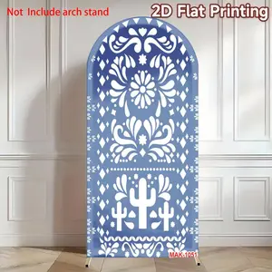 Blue Mexican Cielito Lindo Arch Backdrop Cover for Fiesta Bridal Shower Birthday Party Decor Elastic Double-Sided Spandex Fabric Background Wedding Arched Backdrop Wedding Arch Cover