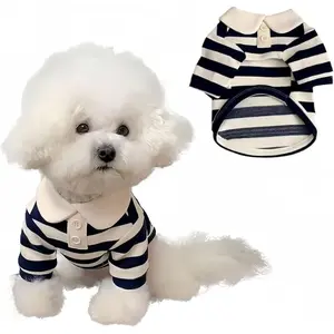 Cute Dog Clothes Boy Dog Polo Shirt for Small Medium Dogs - Summer Male Puppy T Shirts for Yorkie Poodle Shih Tzu Dachshund Kittens, Striped Collared Pet Doggie Designer Outfits Blue XS clothes  for  dogs