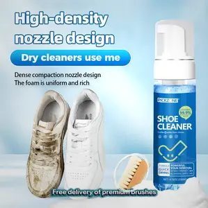 PICKZONE Shoe Cleaner 6.76 oz Foam for Stains & Dirt Removal Safe for Leather Suede Nubuck Cotton Knits Quick Dry Easy Use Tactical Super Cleaning Power Shoe Care Kit