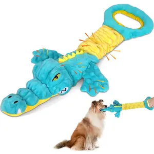 Dog Toys Cute Alligator Dog Toy Tough Plh Puppy Toy for Playtime, Training & Tug of War- Interactive Squeaky & Crinkle Chew Toy for Small Large Dogs