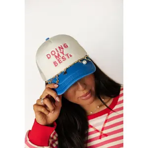 Trucker Hat - Doing My Best with Embroidered Wording Removable Charms Adjustable Snapback One Size Fits Most