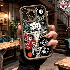 Cool Vintage Western Pattern Case for iPhone 17 Pro Max 16 15 14 13 12 11 XR XS Plus Air Slim Shockproof Anti Drop Protective Durable TPU Cover