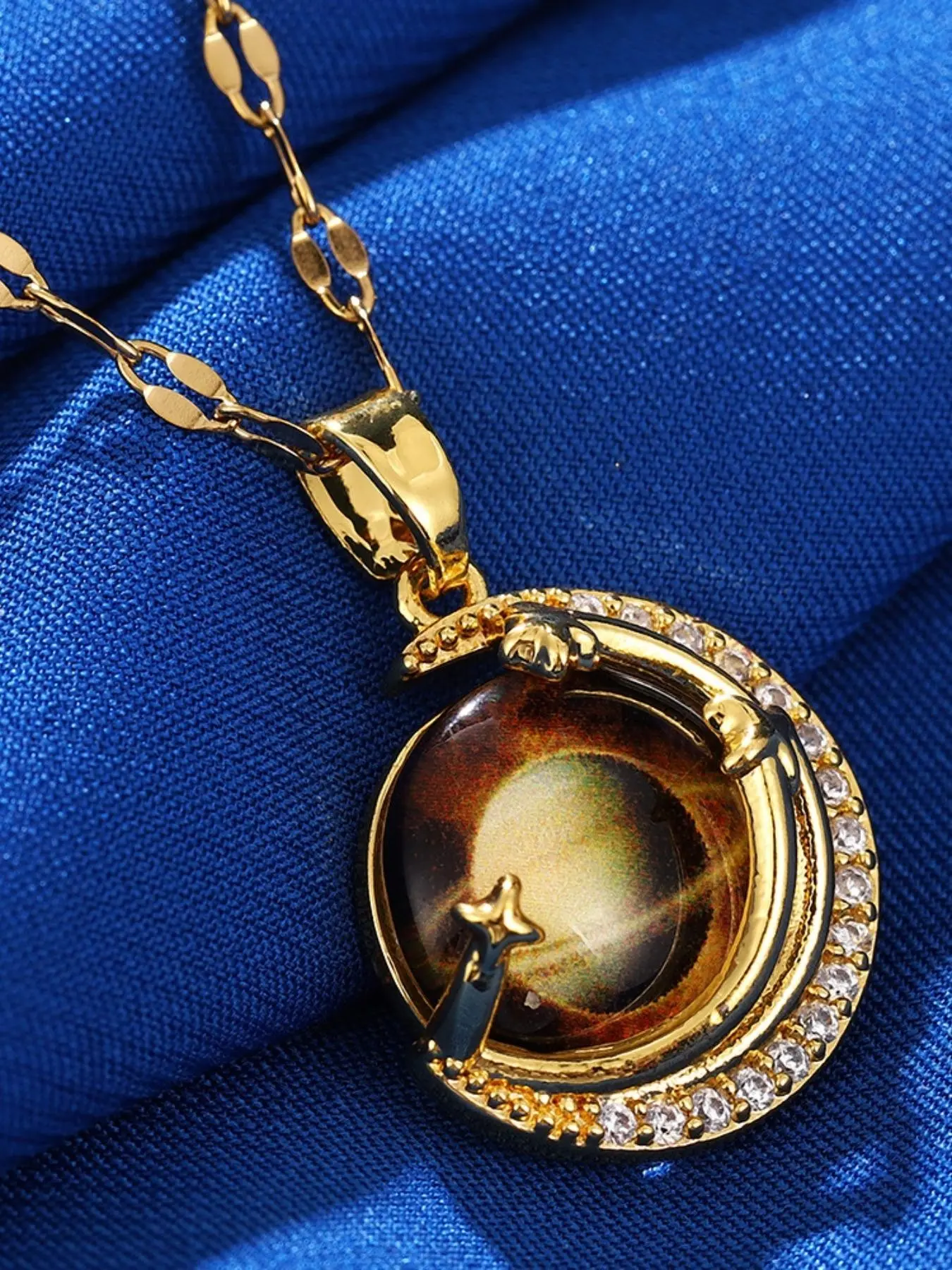 New Elegant Starry Colorful Zirconia Planet Celestial Pendant With Zirconia Necklace, Pendant Chain, Perfect Gift for Women Daily Versatile Anniversary/Birthday/New Year/Party Gifts All Seasons Wearable Zirconia Jewelry