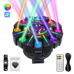 XDV 8-Eye RGBW Moving Head Stage Light with Red & Green Laser, 38 RGB Light Strips, Strobe, DMX512 Sound Active Party Light for KTV Bar Home