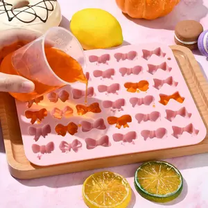 1pc 36-Cavity Pink Bowknot Silicone Candy Mold,  Easy Clean & High Heat Resistant, Perfect for Chocolates, Gummies & Baking - Versatile Kitchen Tool for Holidays & Everyday Use, Chocolate Molds, Silicone Candy Mold
