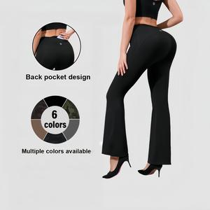 POBODO Ladies' Bootcut Sports Pants Comfortable Fit Tummy Control Waist Fashionable Functional Pockets Casual Chic Women's Wear Athleisure Style