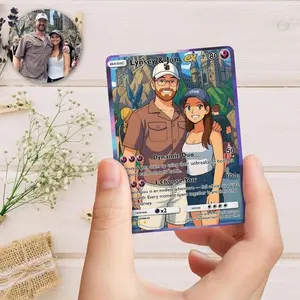 Personalized Pokemon Couple Card, Custom Photo Anime Wedding Card, Anniversary Gift, Gift for Him, Gift for Her, Custom Card Anniversary