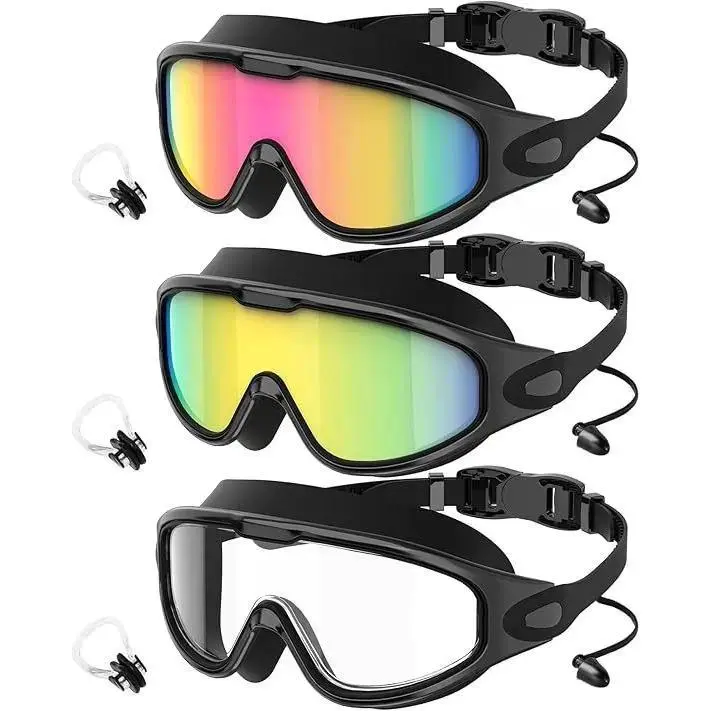Adult 3-Pack Swimming Goggles Set, UV400 Protection, Anti-Fog, Leakproof, Wide View Swimming Goggles, Goggles For Swimming