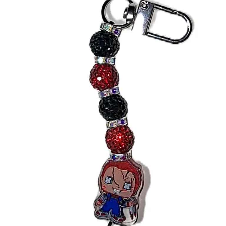 Chucky  - Glitter Bead Design - Cellphone Smartphone Charm - Bag Clip Keychain Accessory - Compact & Convenient - Versatile Use - Fun Accessory
