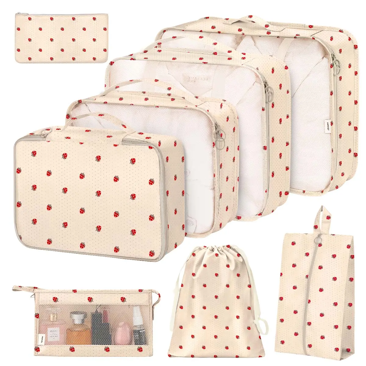 8 Set Packing Cubes for Suitcases,Packing Cube with Shoe, Cosmetics, Clothing, and Accessories Bags Packing Cubes for Travel Luggage Organizer，Travel Accessory, Travel Organization Pouch, Travel Essentials for Women Men
