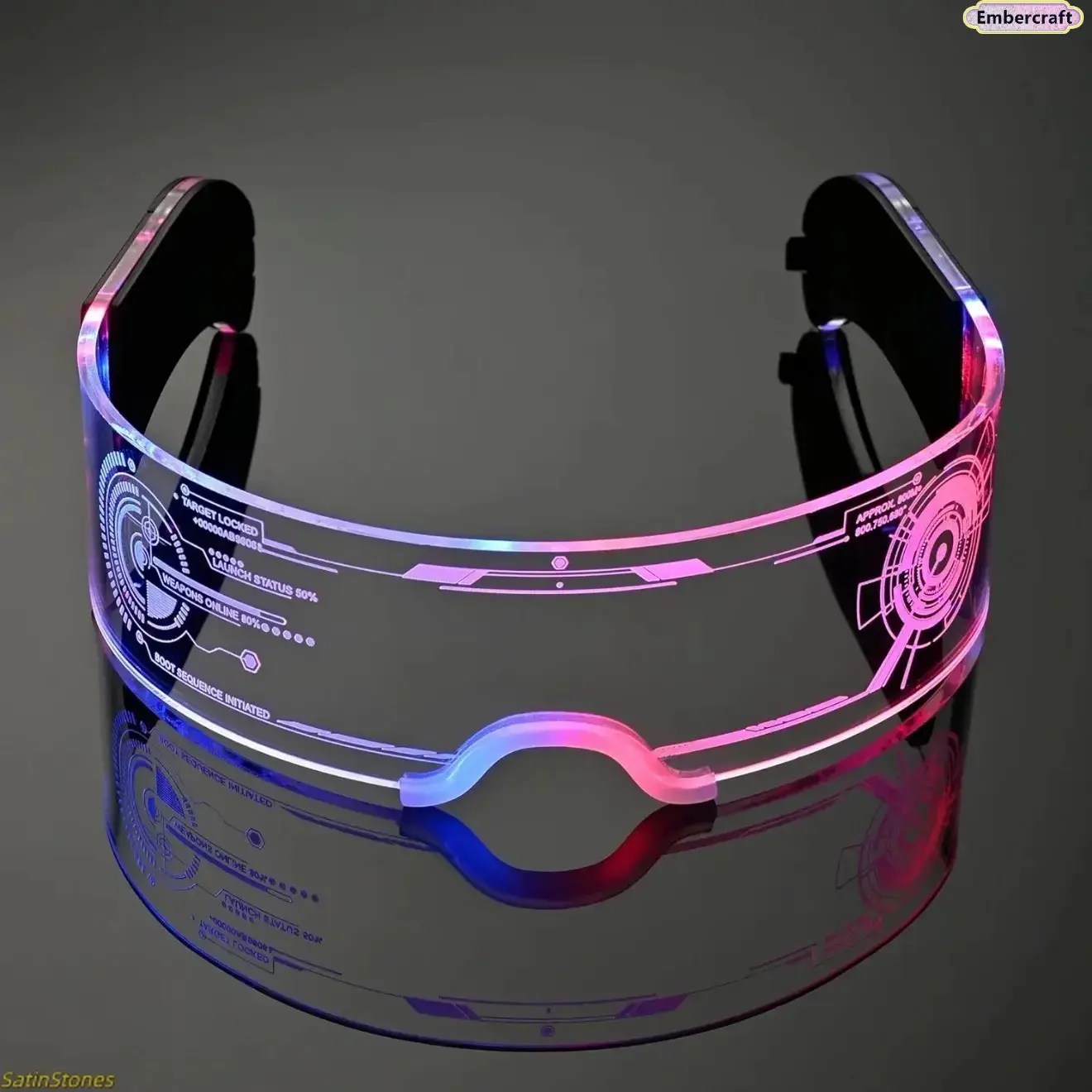 Cyberpunk LED Glasses for Adults, Luminous Futuristic Accessories with a Neon Glow for Rave Parties & Cosplay - A Funky Gift