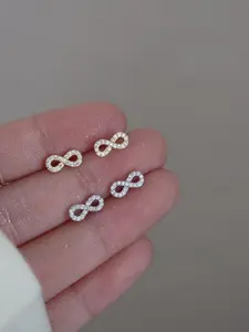 Infinite Loop Design Synthetic Zircon Earrings, Fashionable Earrings for Women & Girls, Trendy All-match & Exquisite Jewelry for Birthday Gift, Zircon Stud Earrings