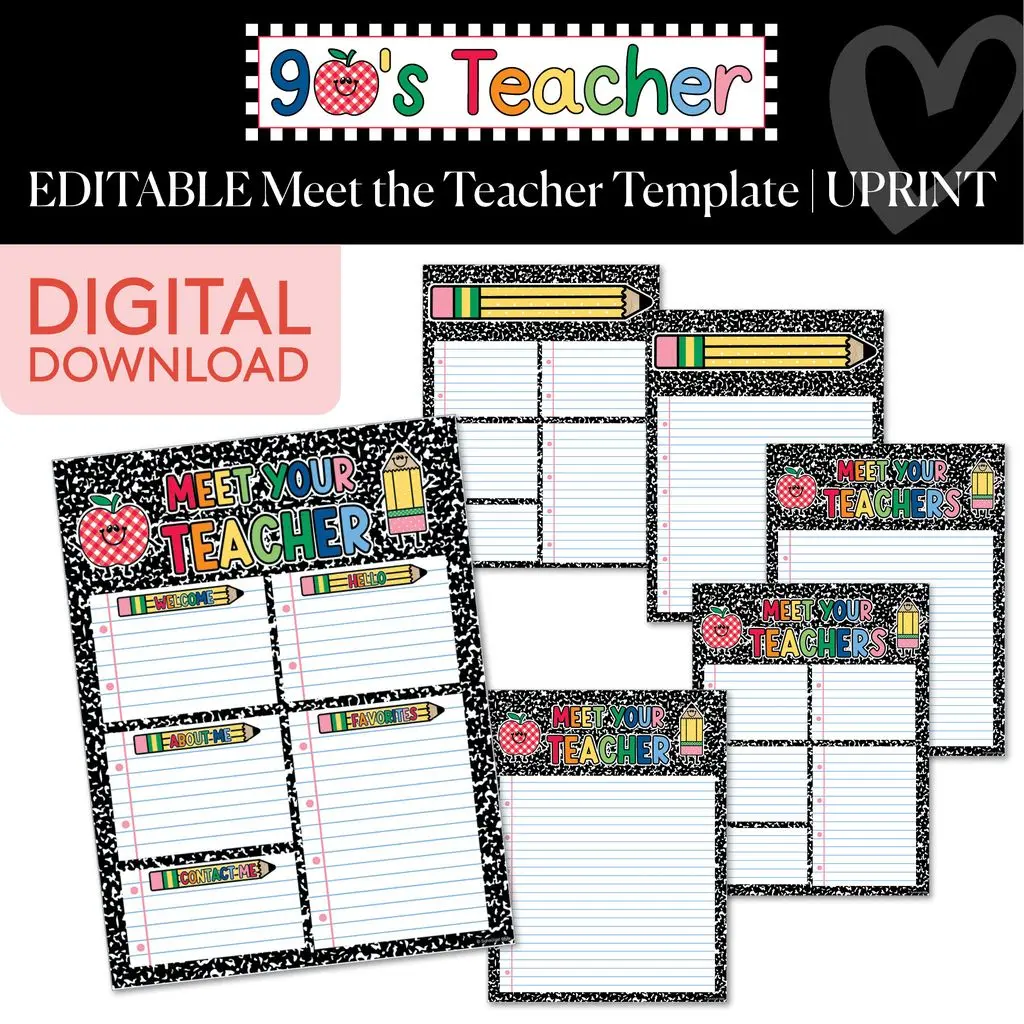 Printable Retro Meet The Teacher Template | 90s Teacher