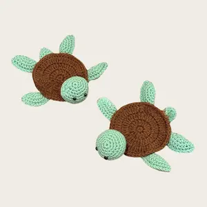 Handcrafted Crochet Turtle Coaster Cute Little Turtle Teacup Mat Woven Coffee Coaster Insulated Table Mat Table Desk Decoration