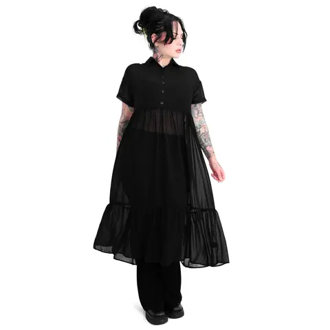 Foxblood Shop Women's Dakota Chiffon Button Front Dress - 92% Poly-8% Spandex Flex Elastane Fabric, Dresses for Women - Sign Up For Restock Notifications