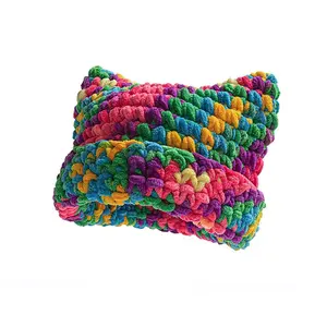 Handmade Cat Ear Hat for Women, Thick and Warm Dual Color Design, Perfect for Winter, Cozy Knitted Cap, Fashionable Accessory, Knit Beanie Hat