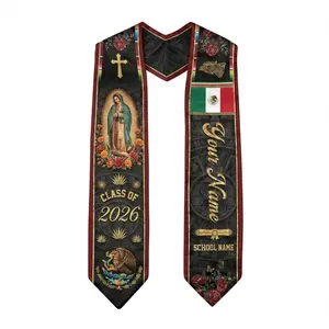 Mexican American Graduation Stole Personalized with Name and School, Mexico USA Heritage Sash Class of 2026, Unique Senior Gift for Ceremony Outfit
