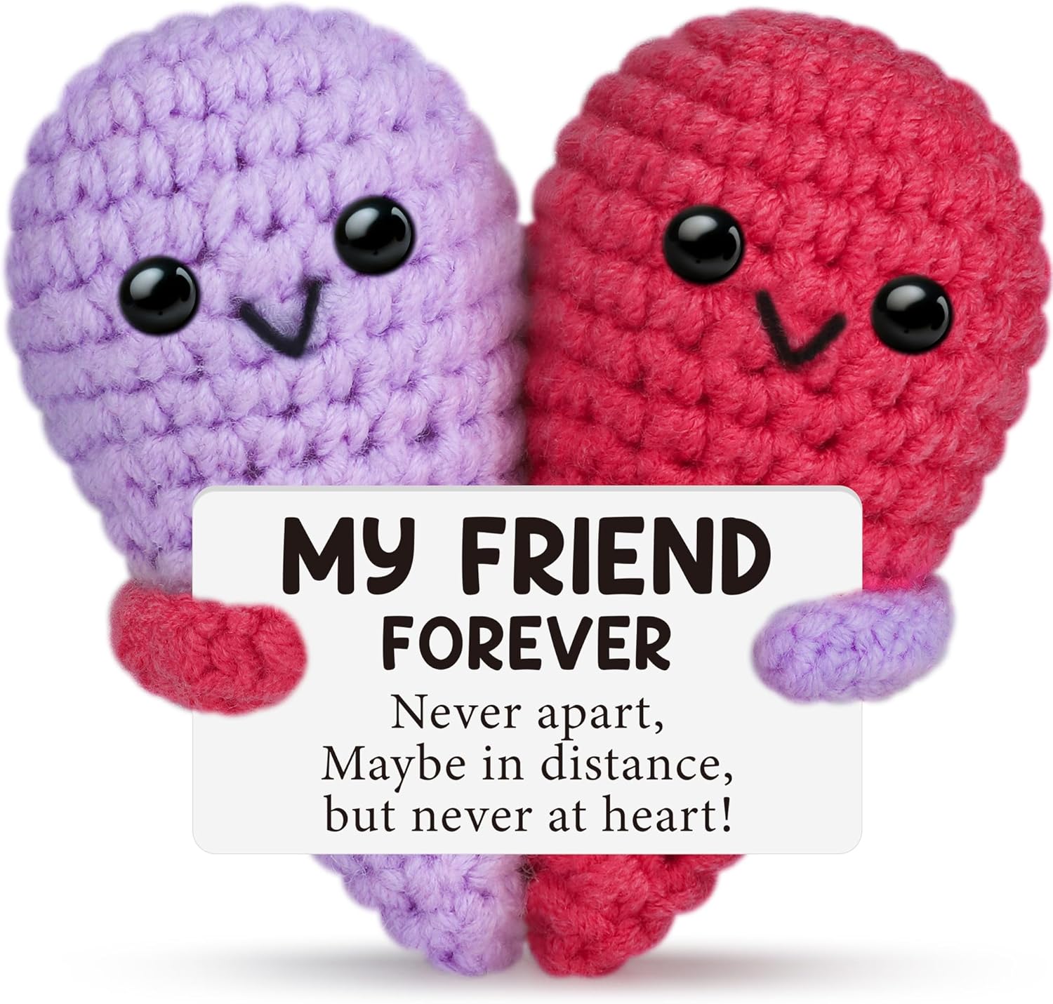 Funny Crochet Heart Best Friend Birthday Gifts for Women,Easter Basket Stuffers Long Distance Friendship Gifts for Friends Graduation Mothers Day Going Away Gift Coworkers Bestie,Cute Handmade Decor