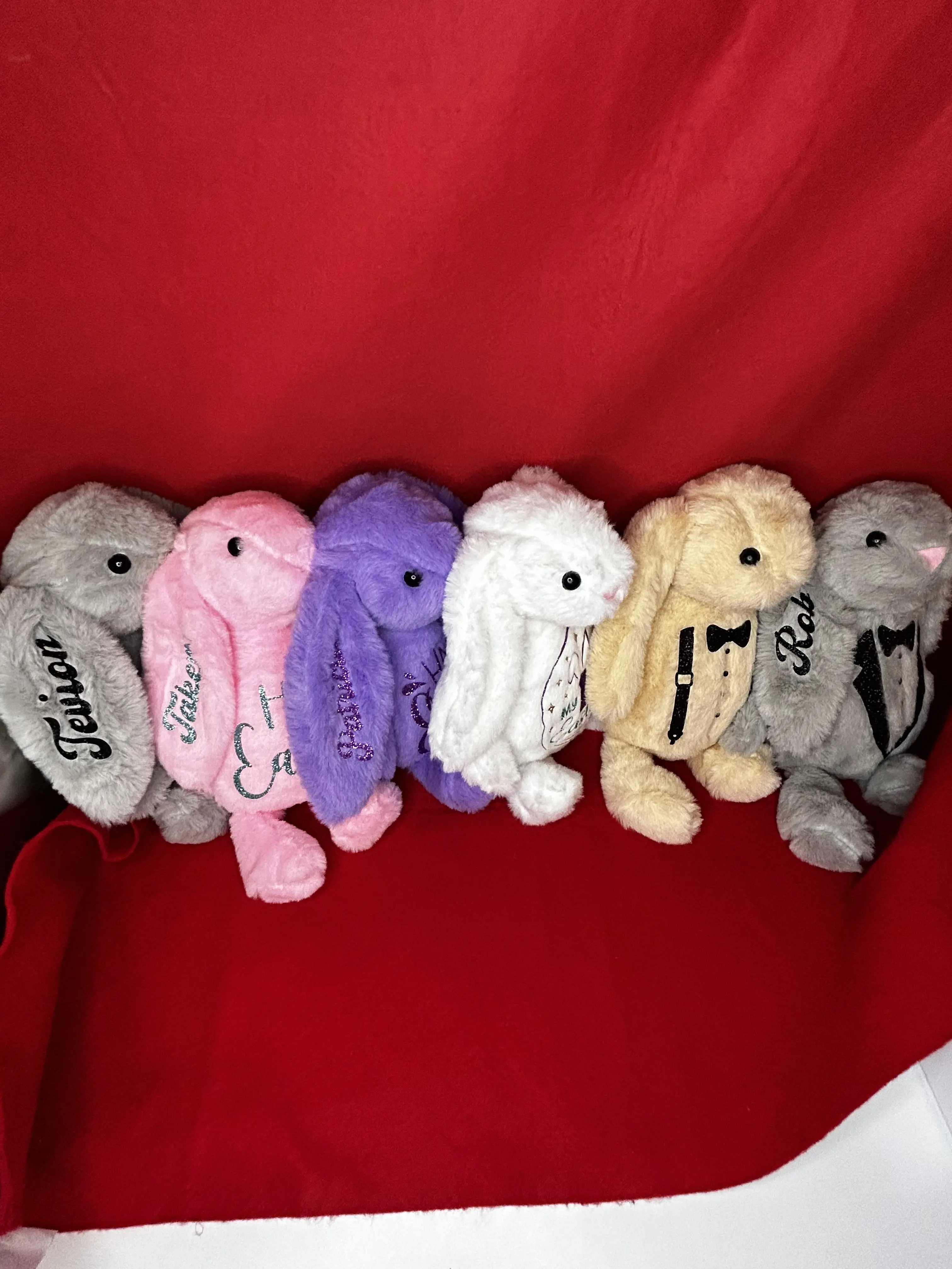 Personalized Plush Easter Bunny, Easter Basket Plush Decoration, Soft Big Ear Bunny, Personalized Party Favor Box Gift Rabbit Vinyl